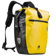 Mochila impermeable para alforjas de bicicleta 27 L negra con amarillo