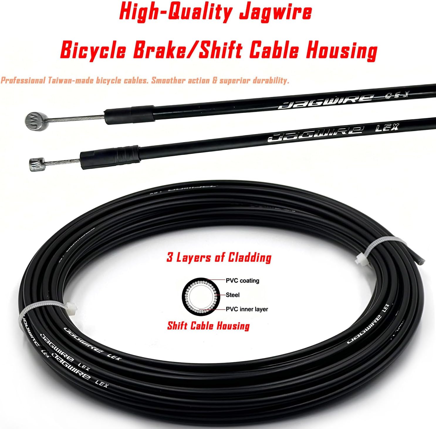 Lined Bicycle Bike Derailleur/Shift Cable Housing, 4mm x 50ft