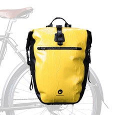 Mochila impermeable para alforjas de bicicleta 27 L negra con amarillo