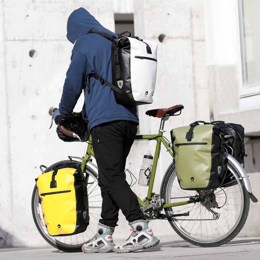 Pannier Backpack  27 L Waterproof Bike Black With Yellow